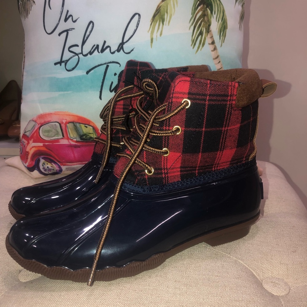 Jessica Carlife Checkered Plaid Rain Boot